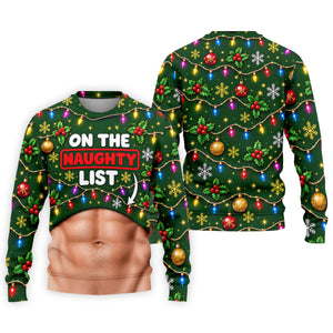 On The Naughty List Abs Christmas Golf Shirt, Mens Golf Apparel, Mens Golf Clothing