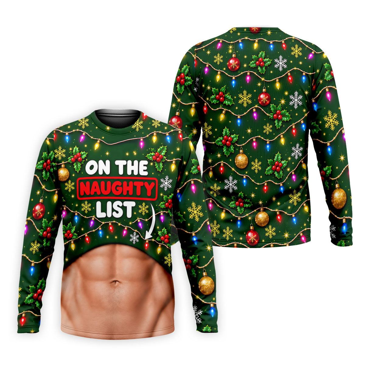 On The Naughty List Abs Christmas Golf Shirt, Mens Golf Apparel, Mens Golf Clothing