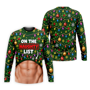 On The Naughty List Abs Christmas Golf Shirt, Mens Golf Apparel, Mens Golf Clothing