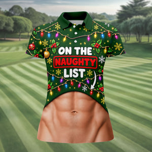 On The Naughty List Abs Christmas Golf Shirt, Ladies Golf Tops, Golf Shirts For Women