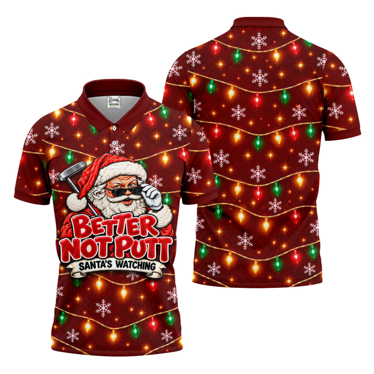 Better Not Putt Santa Christmas Golf Shirt, Funny Mens Golf Shirts, Mens Golf Apparel