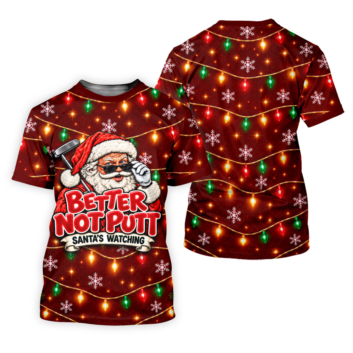 Better Not Putt Santa Christmas Golf Shirt, Funny Mens Golf Shirts, Mens Golf Apparel