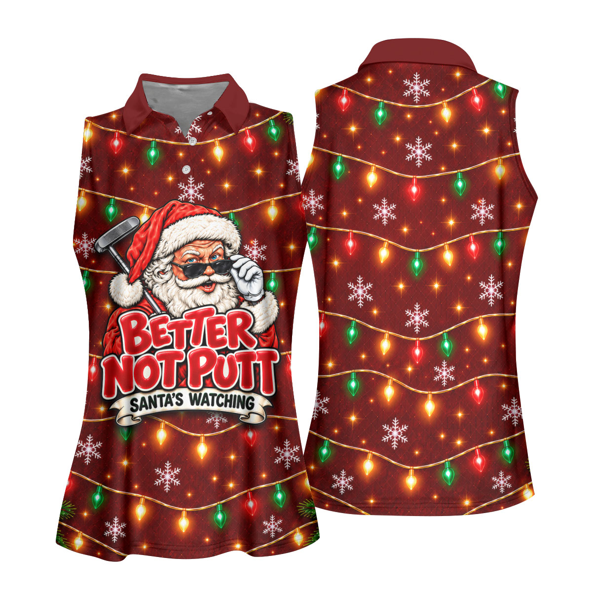 Better Not Putt Santa Christmas Golf Shirt, Golf Shirts For Women, Ladies Golf Shirts