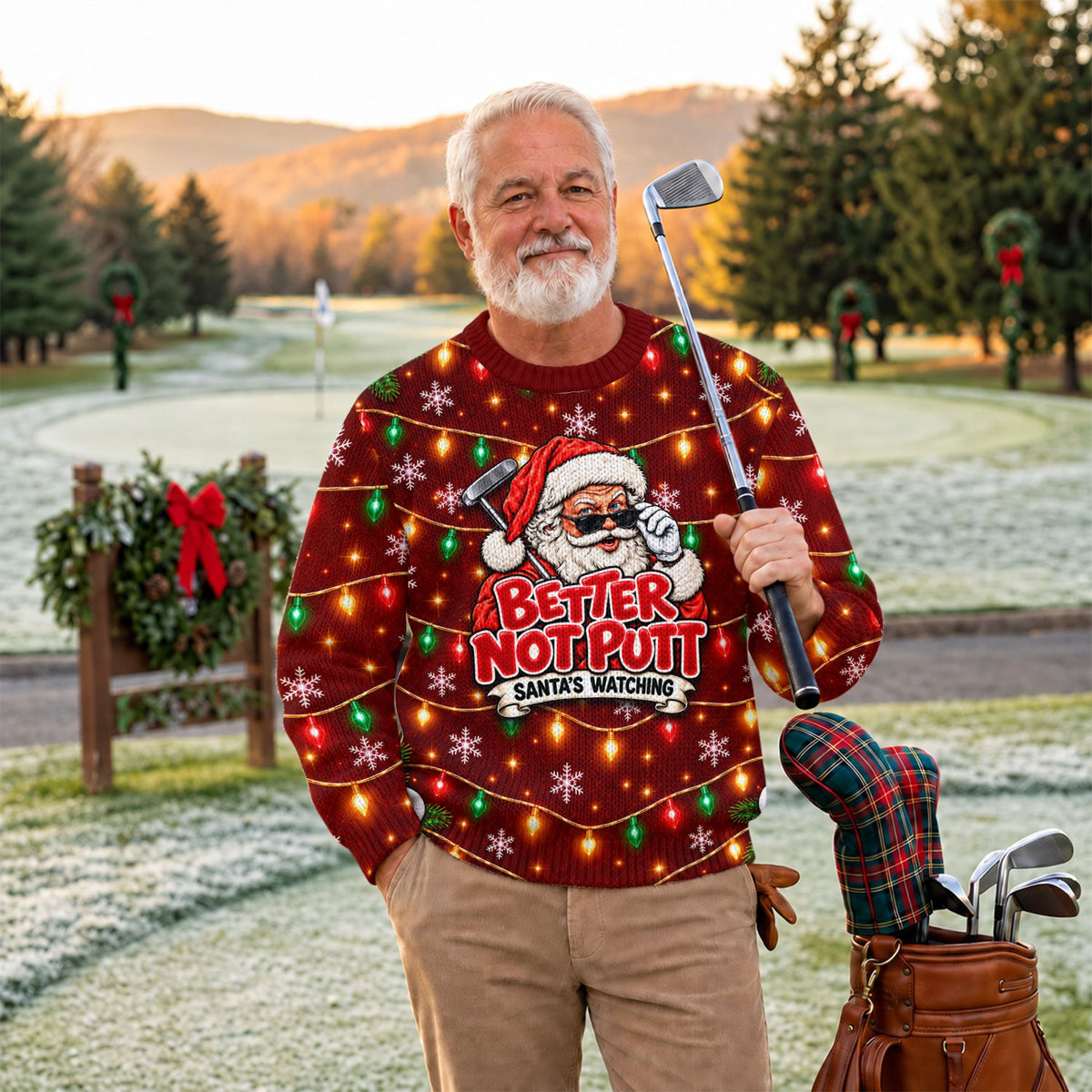 Better Not Putt Santa Ugly Christmas Sweater, Holiday Party Sweater, Golf Lover Gifts