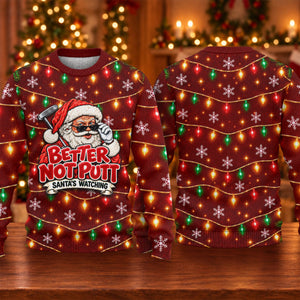 Better Not Putt Santa Ugly Christmas Sweater, Holiday Party Sweater, Golf Lover Gifts