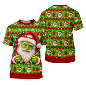 Custom Name Green Santa Christmas Golf Shirt, Golf Gifts For Men, Golf Polo For Men