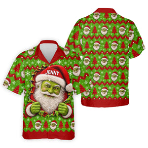 Custom Name Green Santa Christmas Golf Shirt, Golf Gifts For Men, Golf Polo For Men