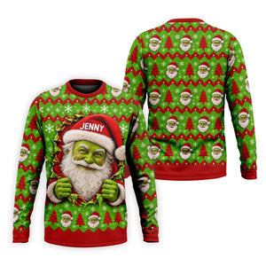 Custom Name Green Santa Christmas Golf Shirt, Golf Gifts For Men, Golf Polo For Men