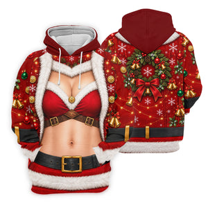 Santa Bikini Abs Vest Christmas Golf Shirt, Mens Golf Shirts, Golf Gifts For Men