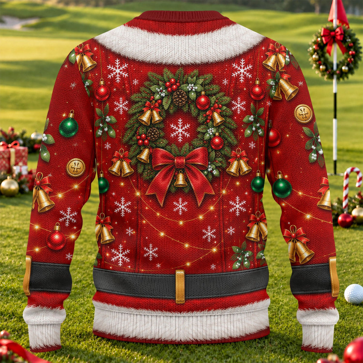 Santa Bikini Abs Vest Ugly Christmas Sweater, Golf Lover Gifts, Funny Holiday Sweater