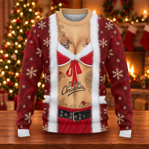 Merry Bikini Tattoo Santa Ugly Christmas Sweater, Golf Lover Gifts, Christmas Gifts