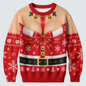 Busty Mrs Claus Red Bow Ugly Christmas Sweater, Ugly Sweater Party, Golf Lover Gifts