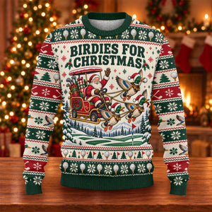 Birdies Santa Duck Sleigh Ugly Christmas Sweater, Golf Lover Gifts, Christmas Gifts