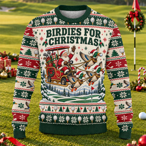 Birdies Santa Duck Sleigh Ugly Christmas Sweater, Golf Lover Gifts, Christmas Gifts