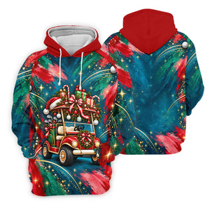 Santa Gift Golf Cart Christmas Golf Shirt, Mens Holiday Golf Shirts, Mens Golf Shirts