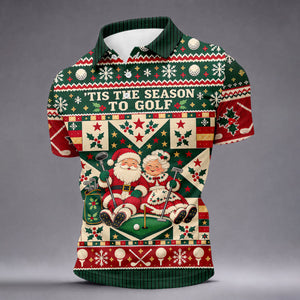 Tis The Season To Golf Christmas Golf Shirt, Funny Mens Golf Shirts, Mens Golf Polo
