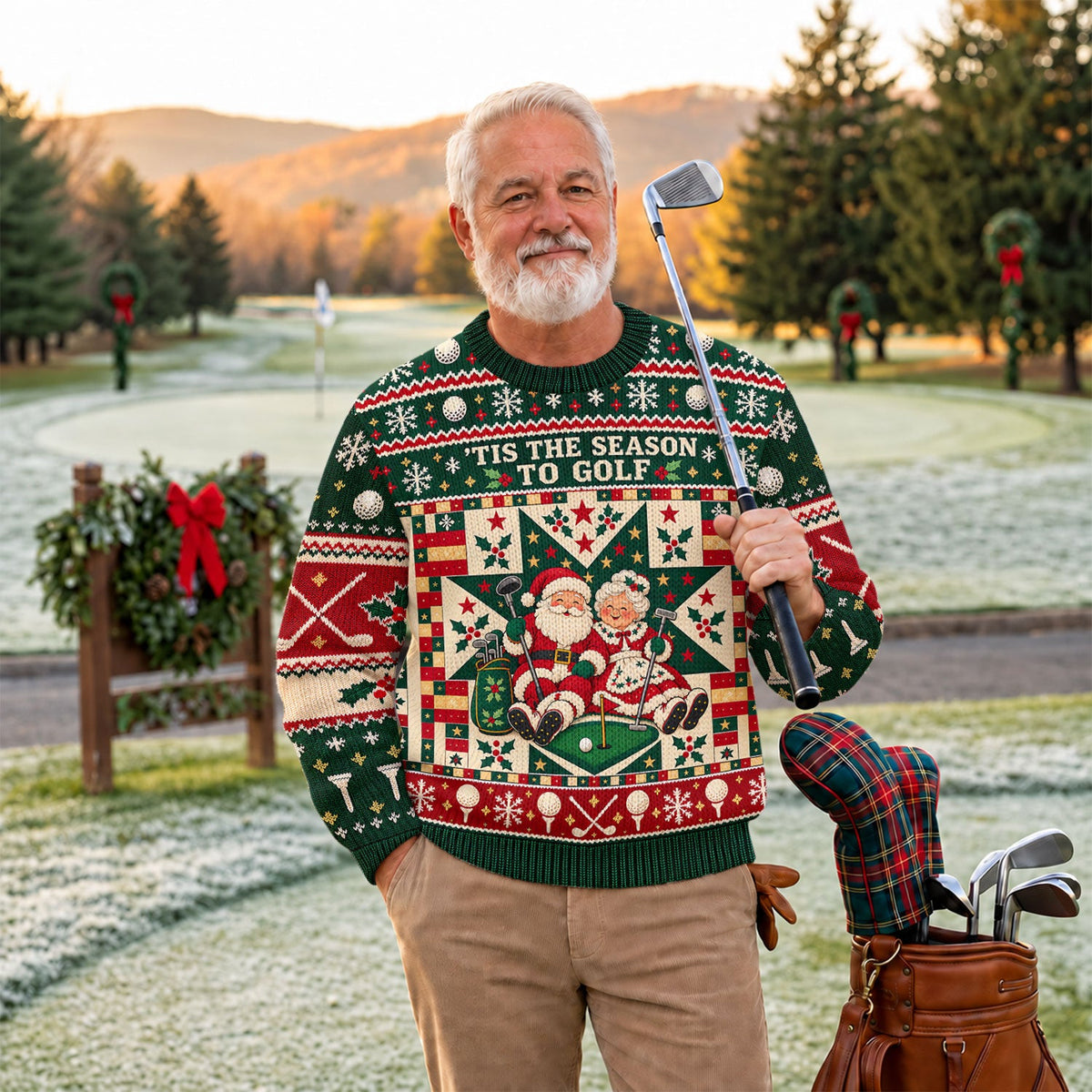 Tis The Season To Golf Ugly Christmas Sweater, Christmas Golf Gift, Golf Lover Gifts