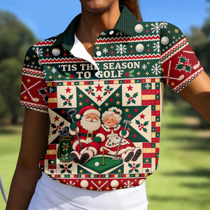 Tis The Season To Golf Christmas Golf Shirt, Womens Golf Shirts, Ladies Golf Apparel