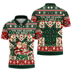 Tis The Season To Golf Christmas Golf Shirt, Funny Mens Golf Shirts, Mens Golf Polo