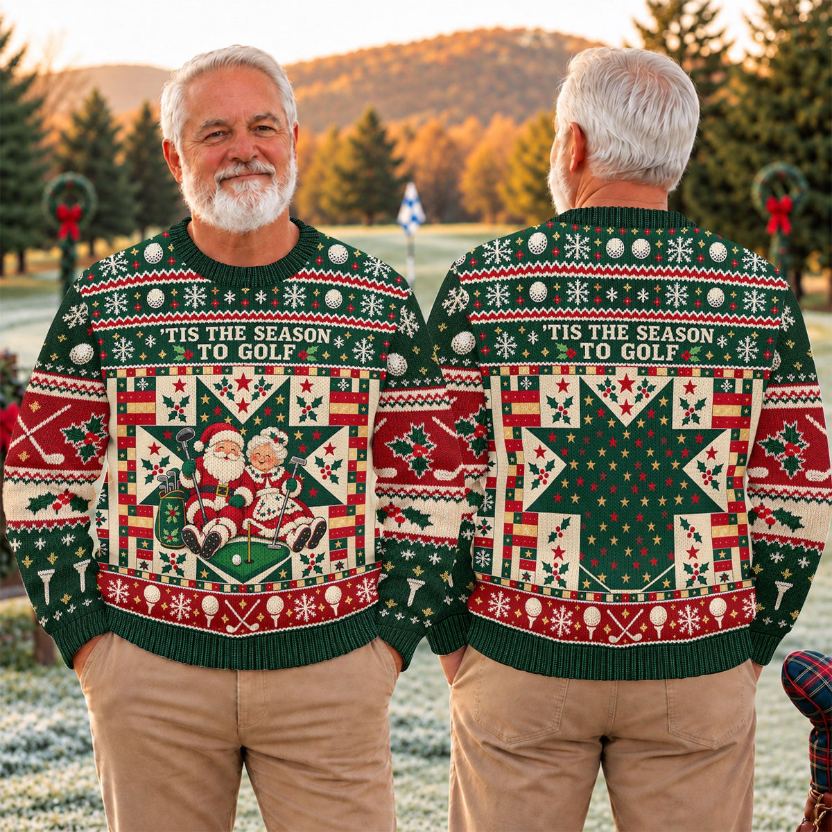 Tis The Season To Golf Ugly Christmas Sweater, Christmas Golf Gift, Golf Lover Gifts