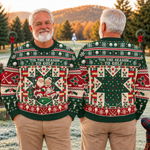 Tis The Season To Golf Ugly Christmas Sweater, Christmas Golf Gift, Golf Lover Gifts