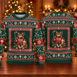 Festive As Fore Cat Beer Ugly Christmas Sweater, Funny Xmas Gift, Christmas Golf Gift