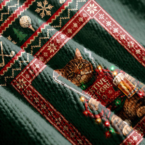 Festive As Fore Cat Beer Ugly Christmas Sweater, Funny Xmas Gift, Christmas Golf Gift