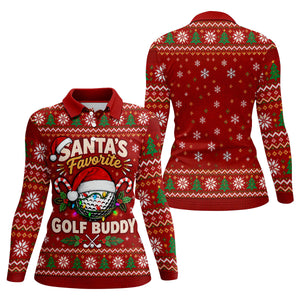 Santa's Favorite Buddy Christmas Golf Shirt, Ladies Golf Apparel, Womens Golf Apparel