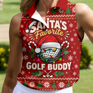 Santa's Favorite Buddy Christmas Golf Shirt, Ladies Golf Apparel, Womens Golf Apparel