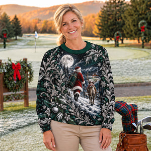 Moonlight Santa Reindeer Ugly Christmas Sweater, Christmas Gifts, Ugly Sweater Party