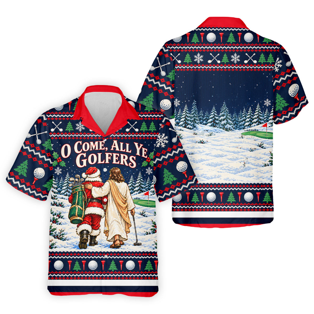 O Come All Ye Golfers Christmas Golf Shirt, Golf Polo For Men, Funny Mens Golf Shirts