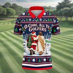 O Come All Ye Golfers Christmas Golf Shirt, Golf Polo For Men, Funny Mens Golf Shirts