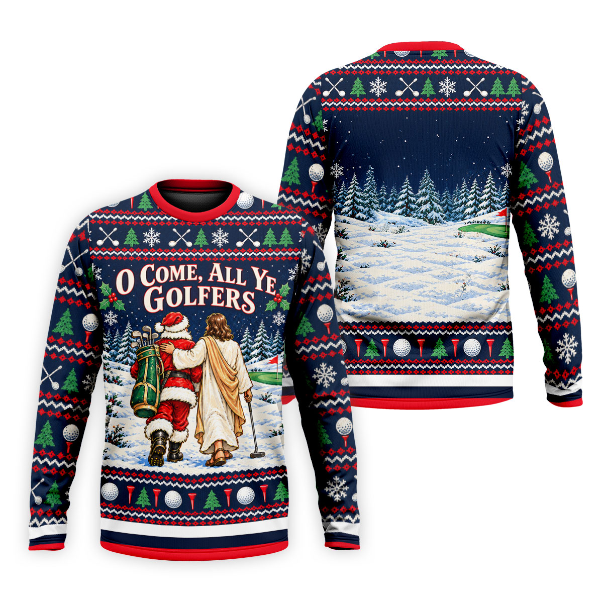 O Come All Ye Golfers Christmas Golf Shirt, Golf Polo For Men, Funny Mens Golf Shirts