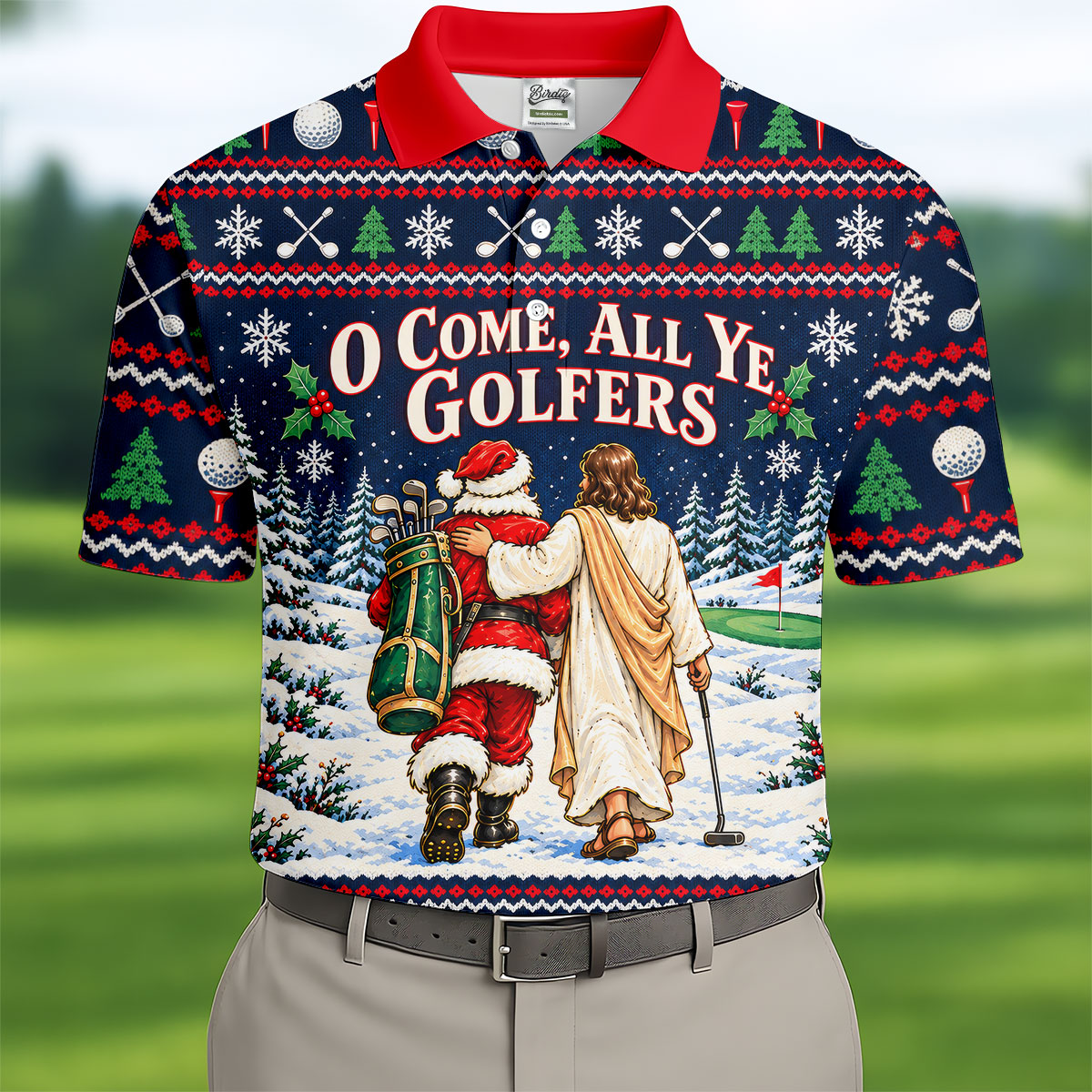 O Come All Ye Golfers Christmas Golf Shirt, Golf Polo For Men, Funny Mens Golf Shirts