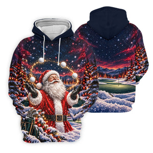 Santa Juggling Golf Balls Christmas Golf Shirt, Womens Golf Tops, Ladies Golf Shirts