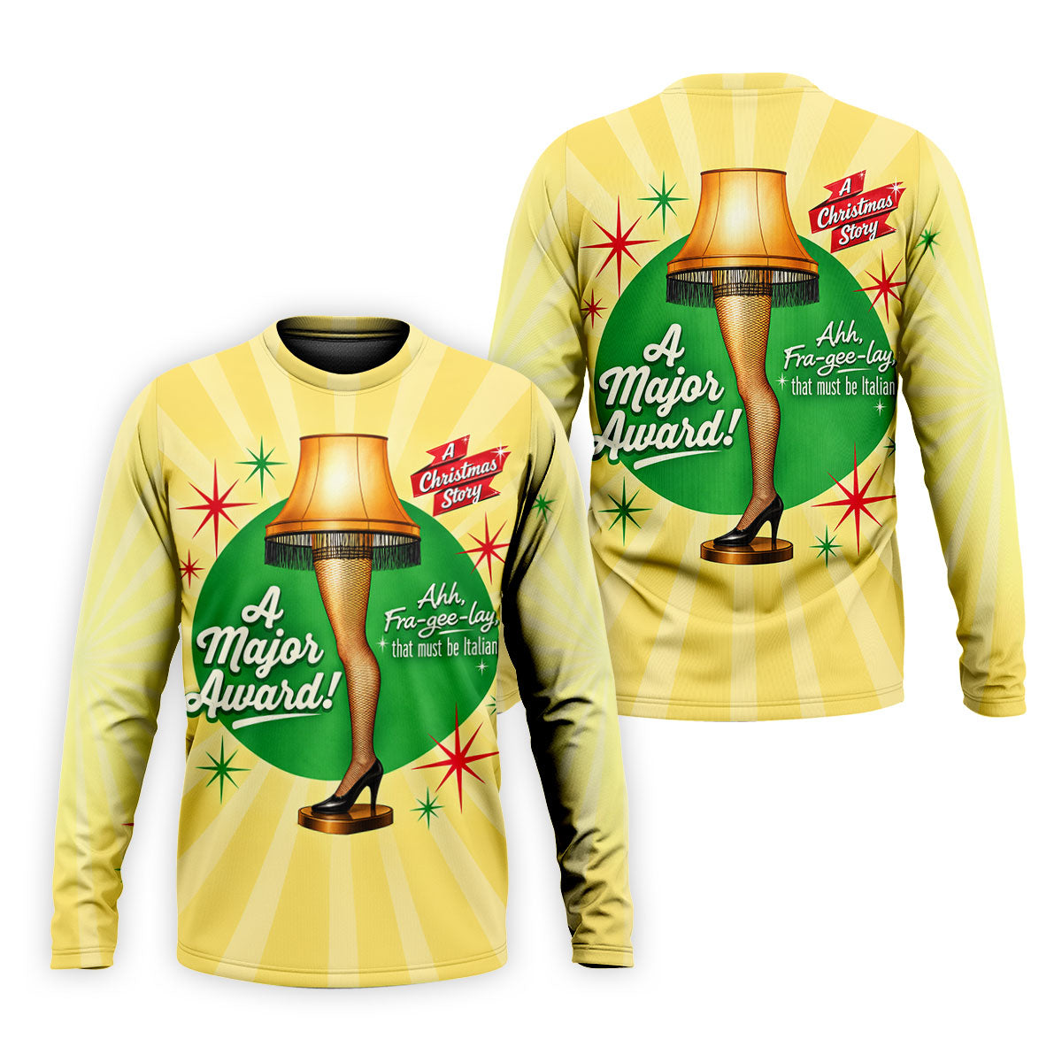 Leg Lamp Major Award Christmas Golf Shirt, Mens Golf Shirts, Funny Mens Golf Shirts - Long Sleeve Shirt