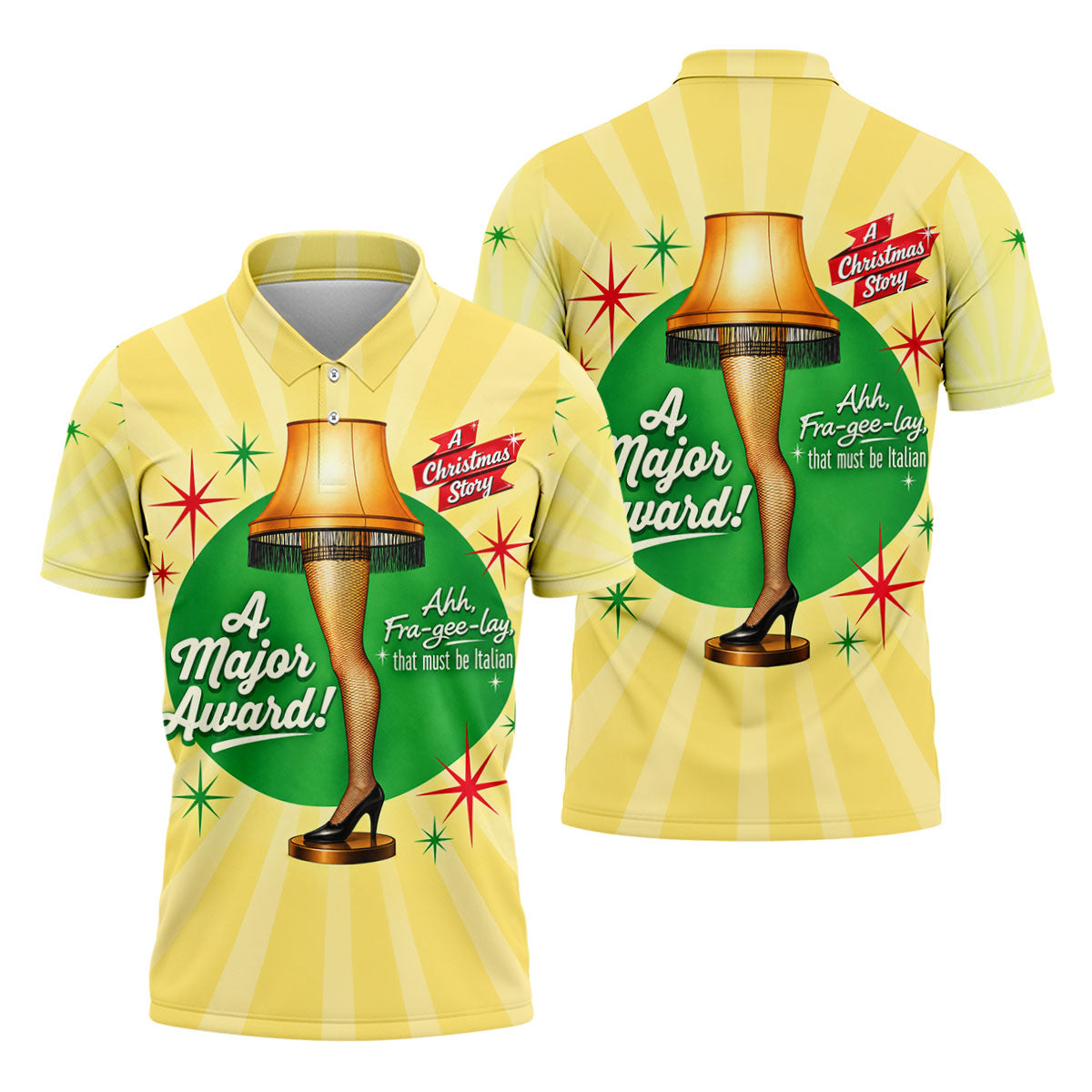 Leg Lamp Major Award Christmas Golf Shirt, Mens Golf Shirts, Funny Mens Golf Shirts - Polo Shirt