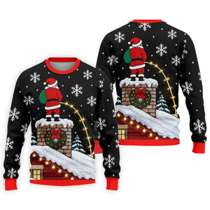 Santa On Chimney Christmas Golf Shirt, Mens Golf Apparel, Funny Mens Golf Shirts - Sweatshirt