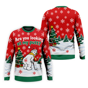 Are You Looking At My Putt Christmas Golf Shirt, Mens Golf Polo, Mens Golf Shirts - Long Sleeve Shirt