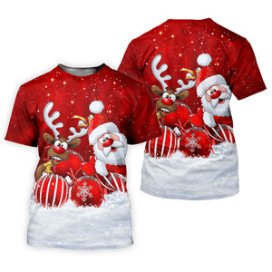 Santa Reindeer Snow Christmas Golf Shirt, Womens Golf Tops, Womens Golf Clothing - T-Shirt