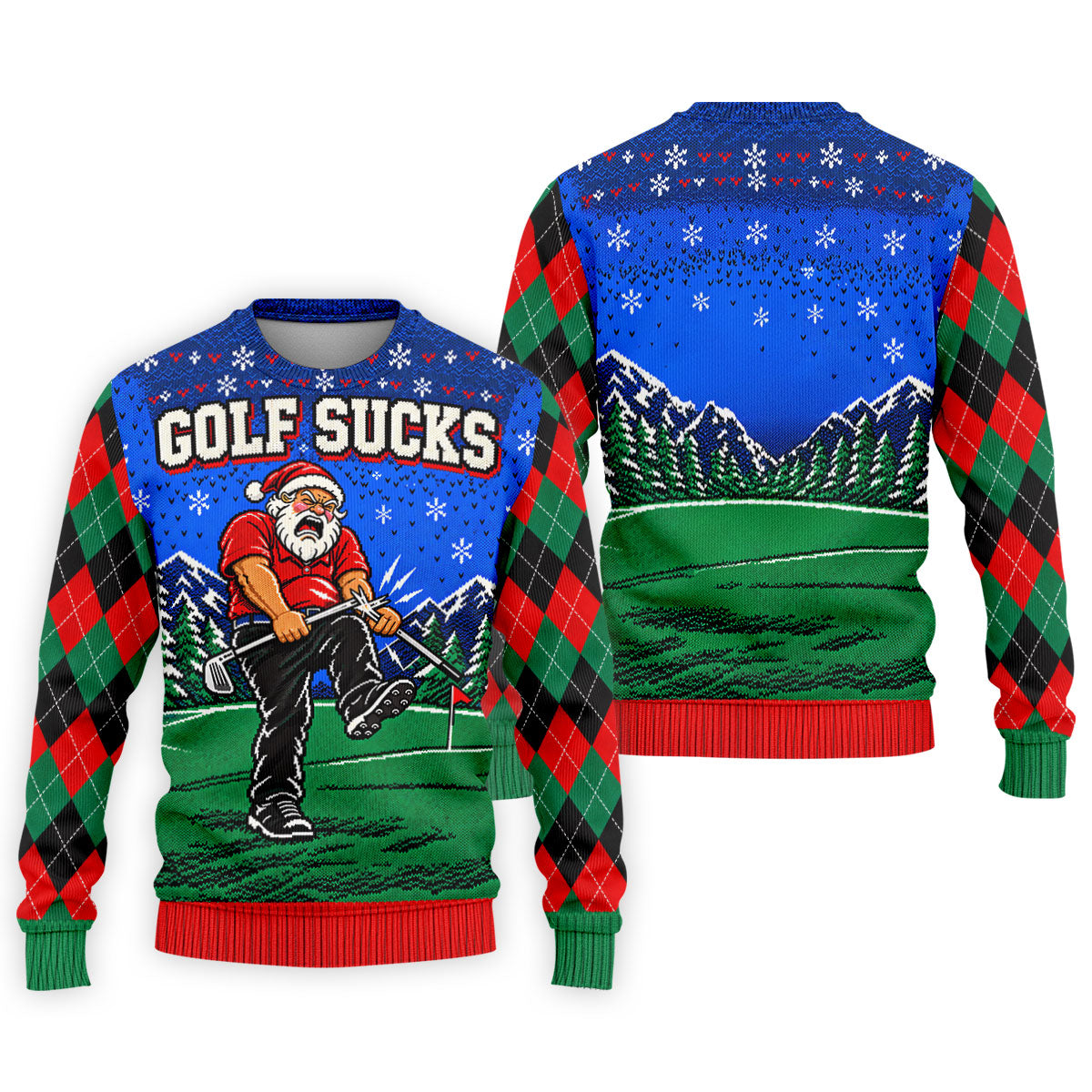 Golf Sucks Angry Santa Christmas Golf Shirt, Mens Golf Polo, Golf Shirts For Men