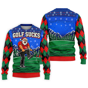 Golf Sucks Angry Santa Christmas Golf Shirt, Mens Golf Polo, Golf Shirts For Men