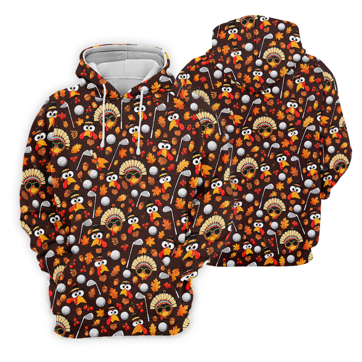 Golf Turkey Pattern Thanksgiving Golf Shirt, Womens Golf Tops, Ladies Golf Shirts
