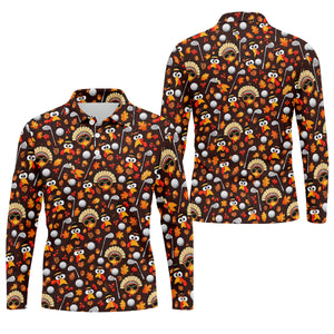 Golf Turkey Pattern Thanksgiving Golf Shirt, Mens Golf Polo, Golf Shirts For Men