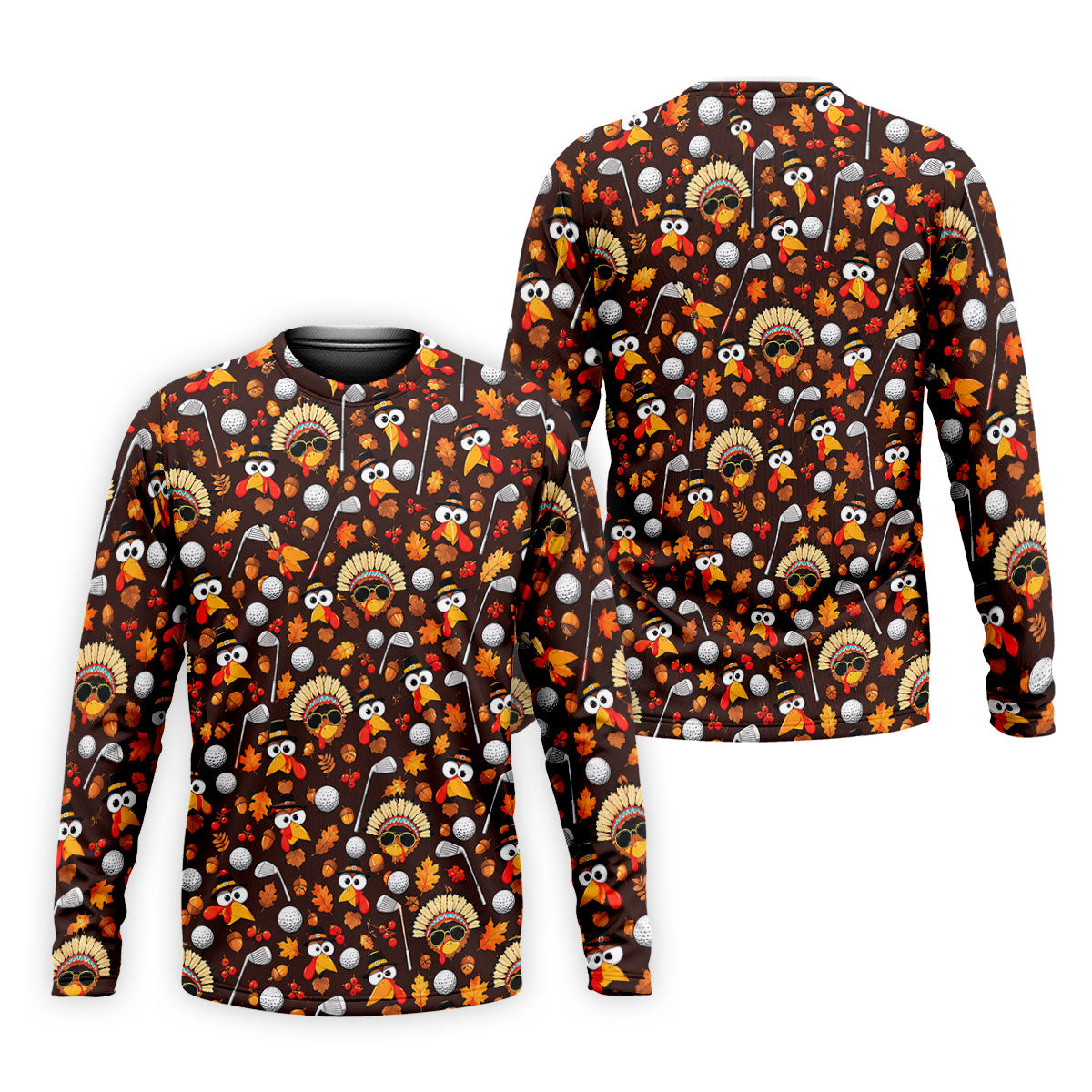 Golf Turkey Pattern Thanksgiving Golf Shirt, Mens Golf Polo, Golf Shirts For Men