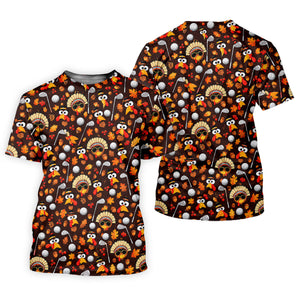 Golf Turkey Pattern Thanksgiving Golf Shirt, Womens Golf Tops, Ladies Golf Shirts