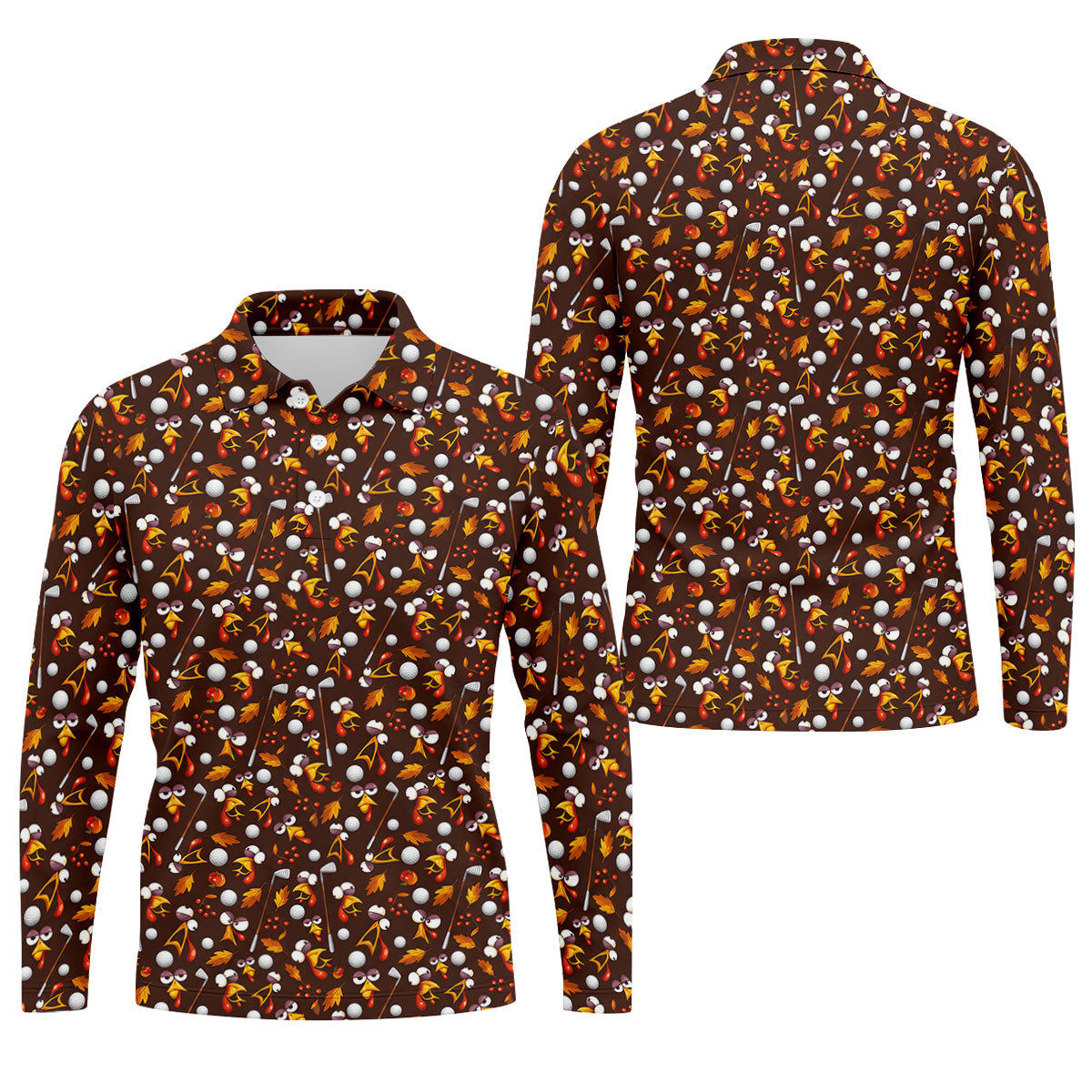 Golf Balls Turkey Fall Thanksgiving Golf Shirt, Mens Golf Shirts, Mens Golf Apparel