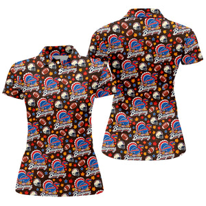 Helmet Football Fall Thanksgiving Golf Shirt, Ladies Golf Apparel, Womens Golf Shirts