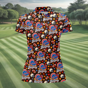 Helmet Football Fall Thanksgiving Golf Shirt, Ladies Golf Apparel, Womens Golf Shirts