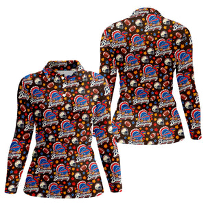 Helmet Football Fall Thanksgiving Golf Shirt, Ladies Golf Apparel, Womens Golf Shirts